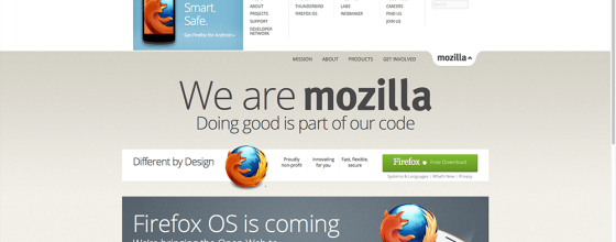 Internetseite des Mozilla Projektes