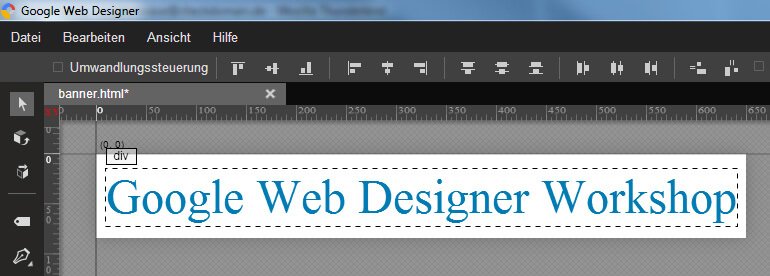 Google Web Designer - Banner mit fertigem Text