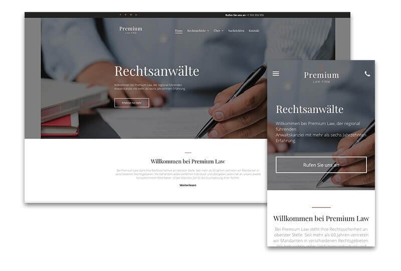Homepage-Baukasten, Anwalt Homepage, mehrere Bildschirmgrößen