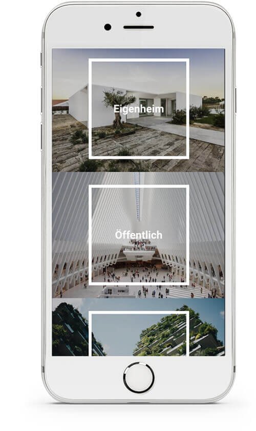 Website Builder, Template for Architecture Homepage in the mobile view