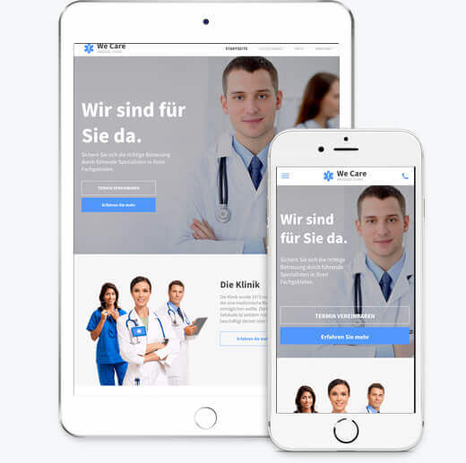 Website Builder, doctor's office website, different screen sizes