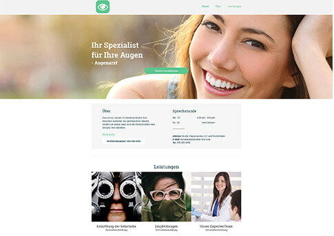 Website Builder, Template for optometry website