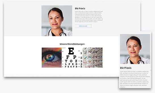 Homepage Baukasten, Augenarzt Homepage, verschiedene Bildschirmgren
