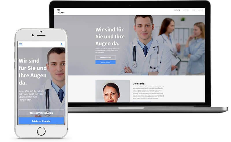 Homepage Baukasten, Vorlage für Augenarzt Website
