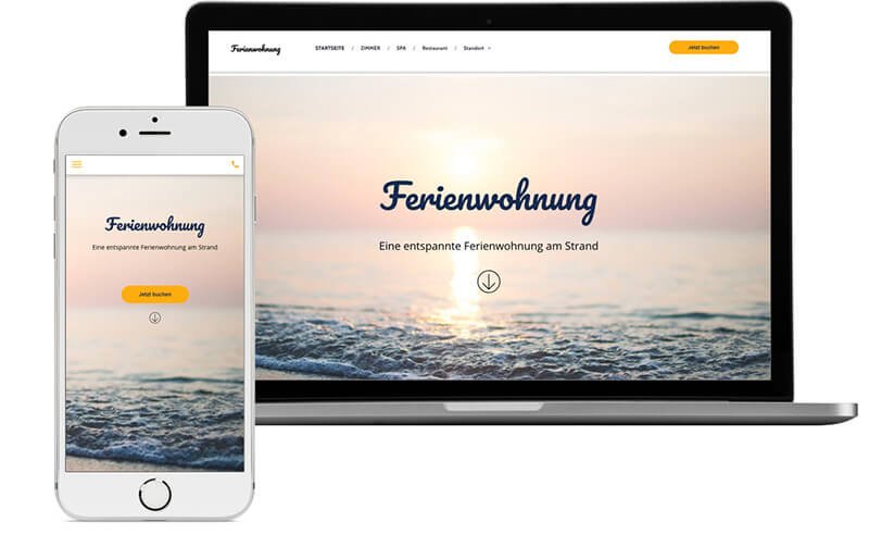 Homepage Baukasten, Vorlage für Ferienwohnung Website