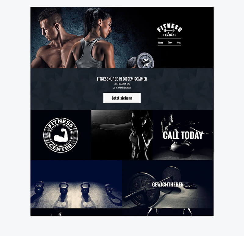 Homepage Baukasten, Fitness-Blog, Fitness-Template