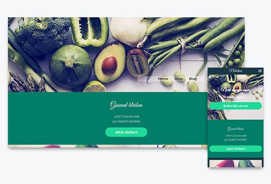 Website Builder, Food Blog different screen sizes