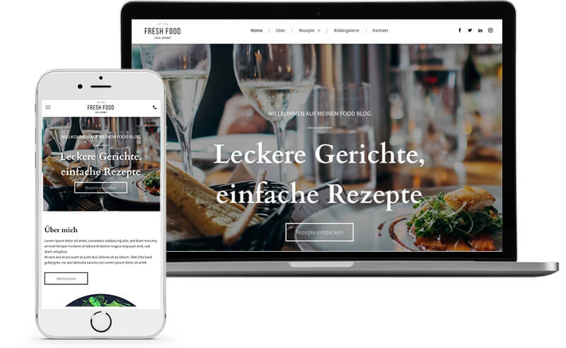 Website Builder, Template for a food blog