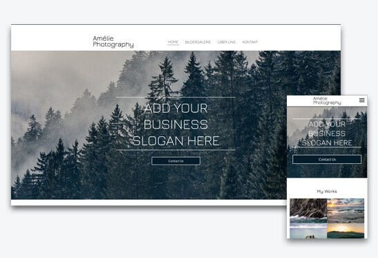 Website Builder, Template for Photographers-Website, different screen sizes