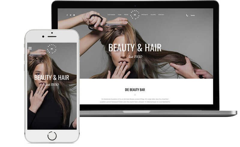 Website Builder, Template for hairdresser website