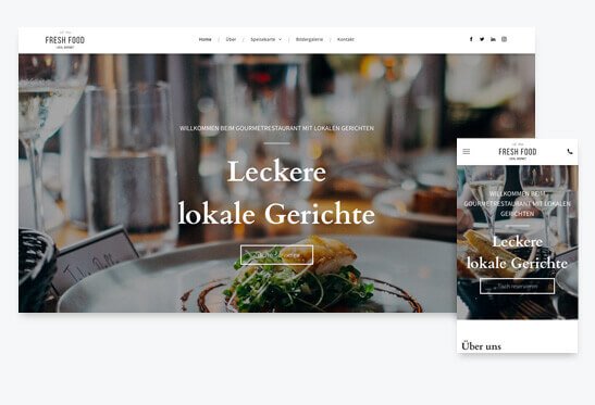 Homepage Baukasten, Vorlage für Gastronomie-Website
