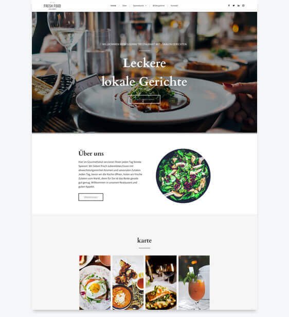 Homepage Baukasten, Vorlage für Gastronomie-Website