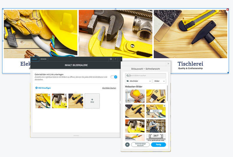 website builder, Template for handymen website, gallery