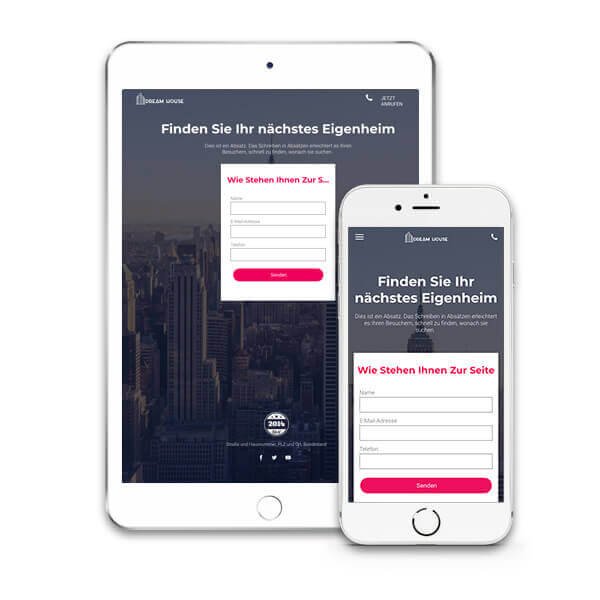 Homepage Baukasten, Vorlage für iPad & iPhone Immobilienmakler-Template