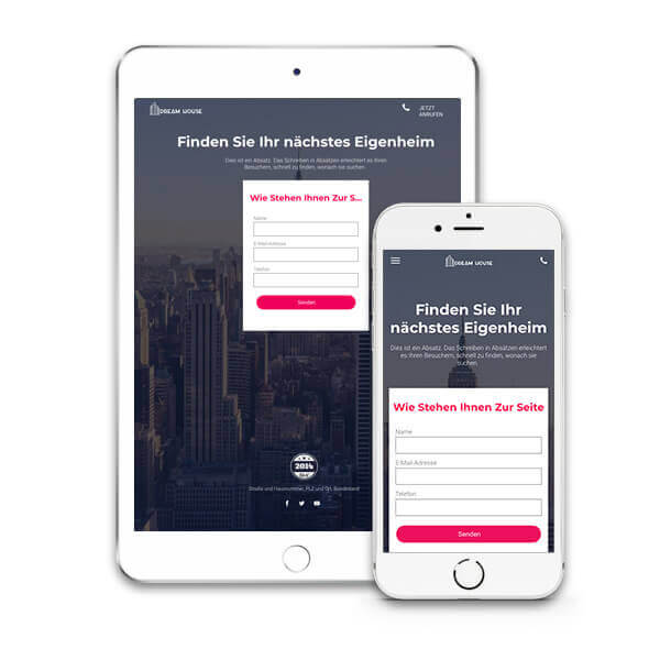 Homepage Baukasten, Vorlage fr iPad & iPhone Immobilienmakler-Template