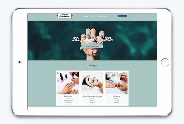 Website Builder, Template for Nail Studio, iPad View