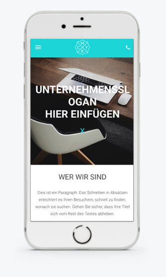 Homepage-Baukasten, iPhone Ansicht eines templates