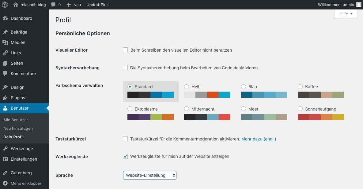 In your profile you can choose a color scheme for the WordPress Dashboard