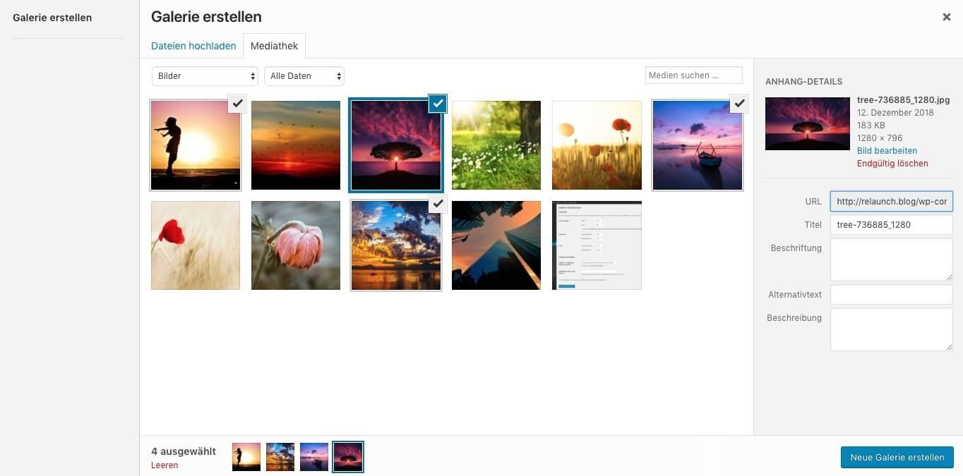 Select multiple images for the gallery