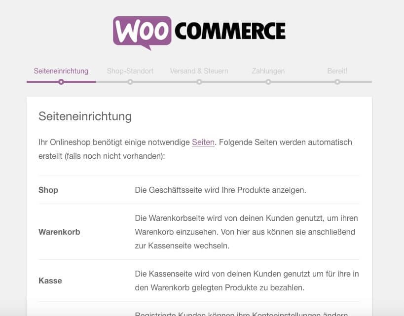 Help you set up your new online shop: The setup assistant of WooCommerce