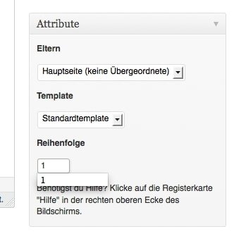 You can define the order in which the pages are listed in the Attributes section. Screenshot: Sandra Cantzler