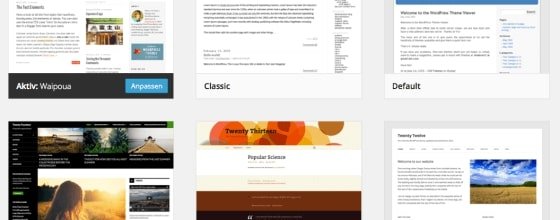 WordPress already offers a selection of free standard themes - you can find more layout options on the net.