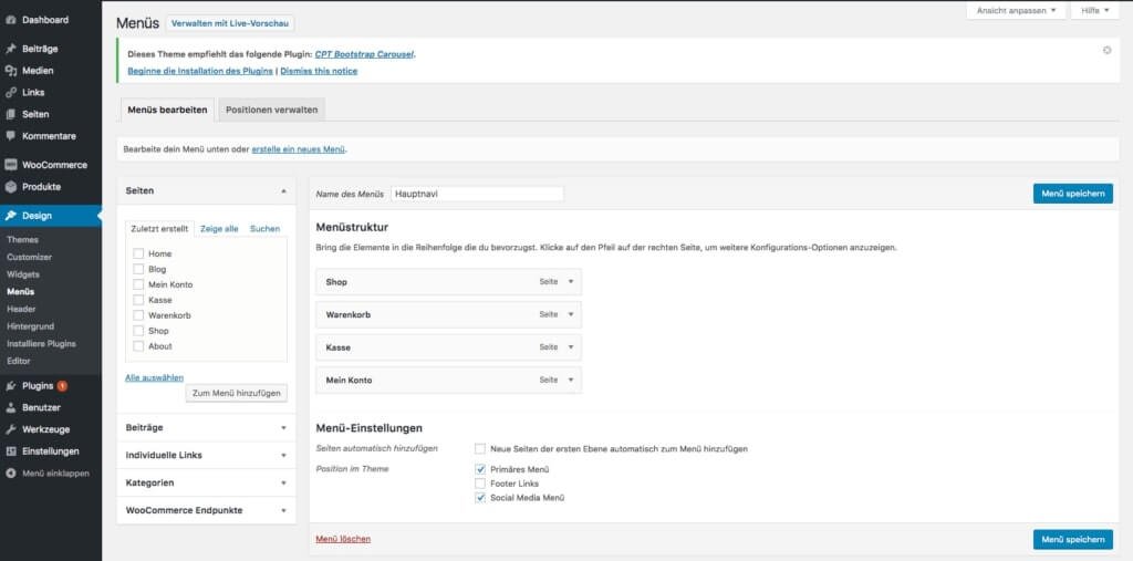 Works just like the WordPress navigation customization: setting up the menu items of your new store