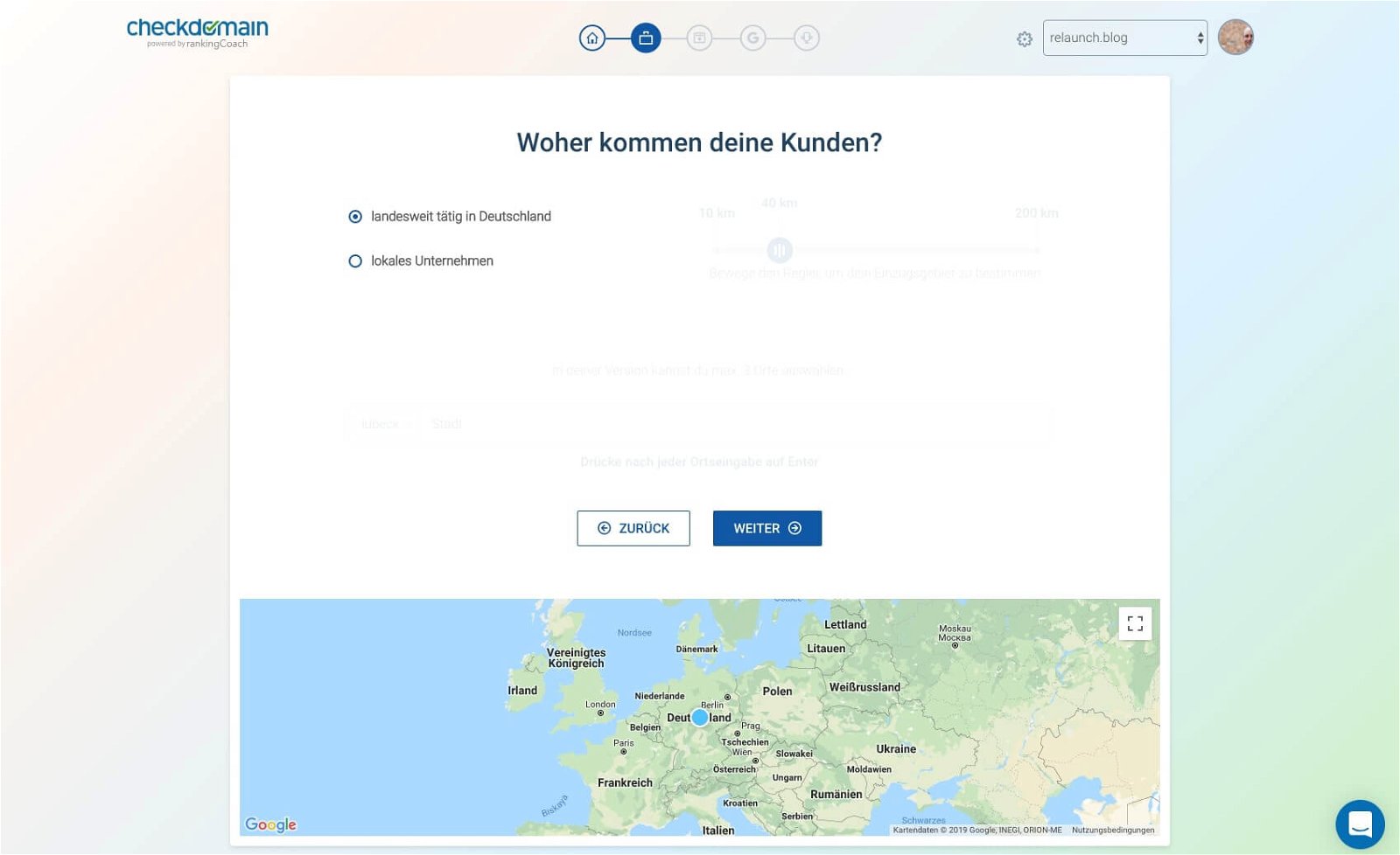 Location analysis of your customers in rankingCoach