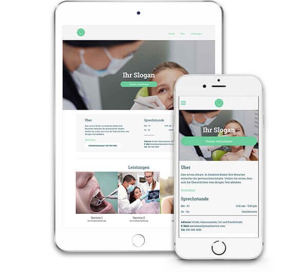 Website Builder, Dental clinic Website, iPad & iPhone view